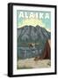 Bush Plane and Fishing, Alaska-Lantern Press-Framed Art Print