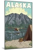 Bush Plane and Fishing, Alaska-Lantern Press-Mounted Art Print
