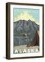 Bush Plane & Fishing, Anchorage, Alaska-Lantern Press-Framed Art Print