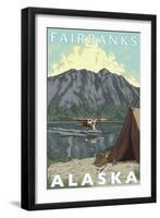 Bush Plane & Fishing, Fairbanks, Alaska-Lantern Press-Framed Art Print