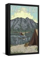 Bush Plane & Fishing, Glacier National Park, Montana-Lantern Press-Framed Stretched Canvas