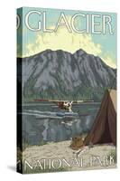 Bush Plane & Fishing, Glacier National Park, Montana-Lantern Press-Stretched Canvas