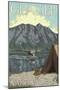 Bush Plane & Fishing, Glacier National Park, Montana-Lantern Press-Mounted Art Print