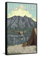 Bush Plane & Fishing, Glacier National Park, Montana-Lantern Press-Framed Stretched Canvas