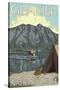 Bush Plane & Fishing, Glacier National Park, Montana-Lantern Press-Stretched Canvas