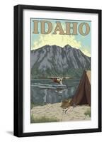 Bush Plane & Fishing, Idaho-Lantern Press-Framed Art Print