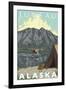 Bush Plane & Fishing, Juneau, Alaska-Lantern Press-Framed Art Print