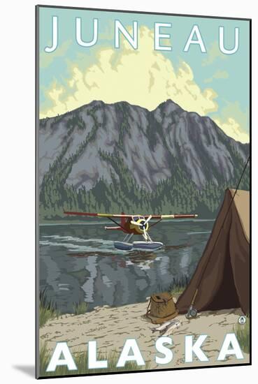 Bush Plane & Fishing, Juneau, Alaska-Lantern Press-Mounted Art Print