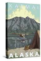 Bush Plane & Fishing, Katmai, Alaska-Lantern Press-Stretched Canvas