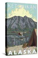 Bush Plane & Fishing, Ketchikan, Alaska-Lantern Press-Stretched Canvas