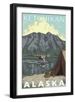 Bush Plane & Fishing, Ketchikan, Alaska-Lantern Press-Framed Art Print