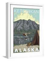 Bush Plane & Fishing, Ketchikan, Alaska-Lantern Press-Framed Art Print