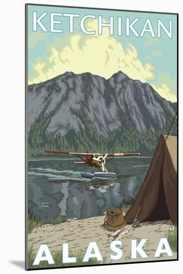 Bush Plane & Fishing, Ketchikan, Alaska-Lantern Press-Mounted Art Print