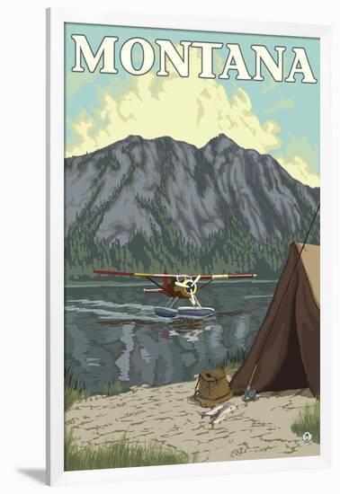 Bush Plane & Fishing, Montana-Lantern Press-Framed Art Print