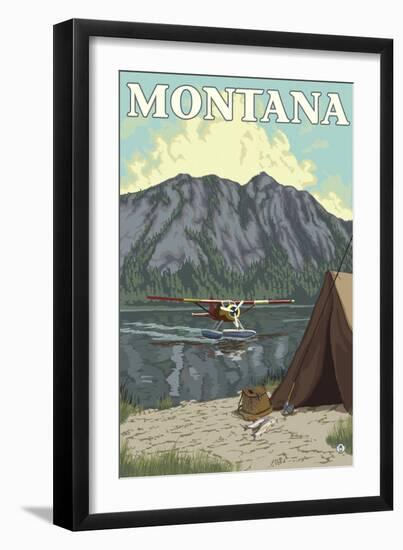 Bush Plane & Fishing, Montana-Lantern Press-Framed Art Print