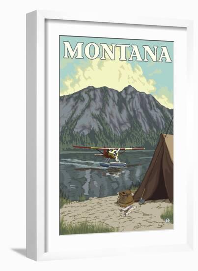 Bush Plane & Fishing, Montana-Lantern Press-Framed Art Print