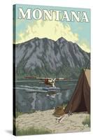 Bush Plane & Fishing, Montana-Lantern Press-Stretched Canvas