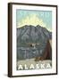 Bush Plane & Fishing, Seward, Alaska-Lantern Press-Framed Art Print