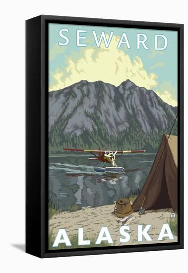 Bush Plane & Fishing, Seward, Alaska-Lantern Press-Framed Stretched Canvas