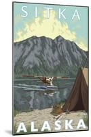 Bush Plane & Fishing, Sitka, Alaska-Lantern Press-Mounted Art Print