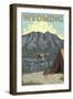 Bush Plane & Fishing, Wyoming-Lantern Press-Framed Art Print