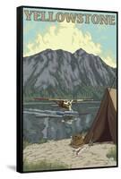 Bush Plane & Fishing, Yellowstone National Park-Lantern Press-Framed Stretched Canvas