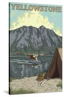 Bush Plane & Fishing, Yellowstone National Park-Lantern Press-Stretched Canvas