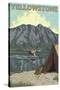 Bush Plane & Fishing, Yellowstone National Park-Lantern Press-Stretched Canvas