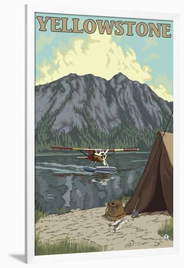 Bush Plane & Fishing, Yellowstone National Park-Lantern Press-Framed Art Print