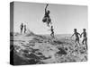 Bushman Children Playing Games on Sand Dunes-null-Stretched Canvas