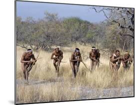 Bushman Hunter-Gatherers Makes Stealthy Approach Towards an Antelope, Bows and Arrows at Ready-Nigel Pavitt-Mounted Photographic Print