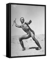 Bushman Throwing His Spear at a Winded Gemsbok-null-Framed Stretched Canvas
