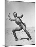 Bushman Throwing His Spear at a Winded Gemsbok-null-Mounted Photographic Print