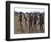 Bushmen or San Hunter-Gatherers Pause to Check a Distant Wild Animal in the Early Morning, Namibia-Nigel Pavitt-Framed Photographic Print