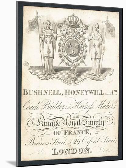 Bushnell, Honeywell and Co, Coach Builders and Harness Makers, Trade Card-null-Mounted Giclee Print