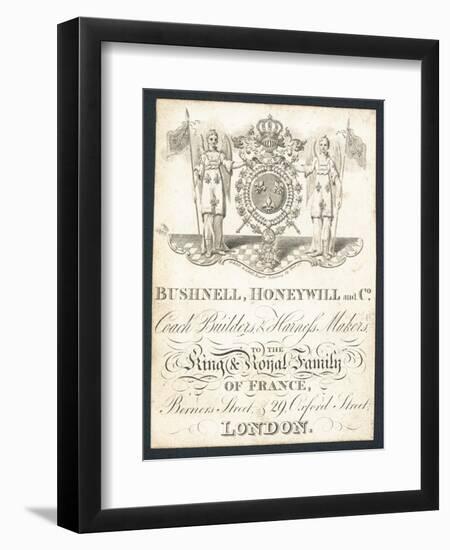 Bushnell, Honeywell and Co, Coach Builders and Harness Makers, Trade Card-null-Framed Giclee Print