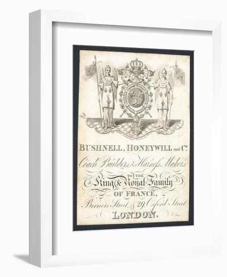 Bushnell, Honeywell and Co, Coach Builders and Harness Makers, Trade Card-null-Framed Giclee Print