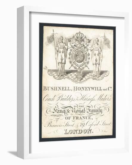 Bushnell, Honeywell and Co, Coach Builders and Harness Makers, Trade Card-null-Framed Giclee Print