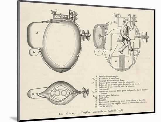 Bushnell's "Turtle" the First Submersible Craft to be Used in Action Attacking a British Ship-Pesce-Mounted Photographic Print