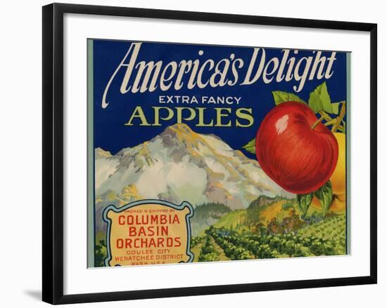 Business Americana Food; Fruit Crate Labels, Columbia Basin Orchards-null-Framed Art Print