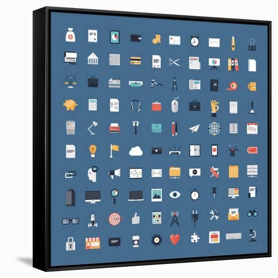 Business and Finance Flat Icons Big Set-bloomua-Framed Stretched Canvas