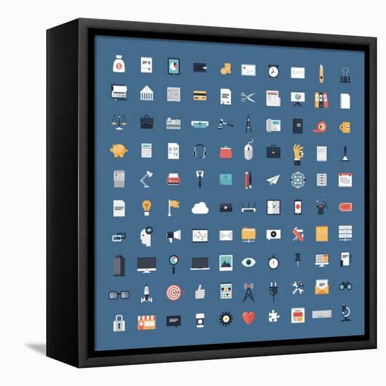 Business and Finance Flat Icons Big Set-bloomua-Framed Stretched Canvas