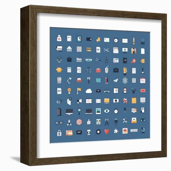 Business and Finance Flat Icons Big Set-bloomua-Framed Art Print