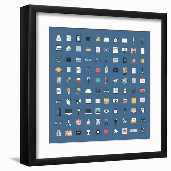 Business and Finance Flat Icons Big Set-bloomua-Framed Art Print