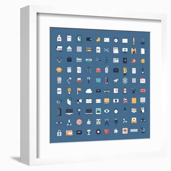 Business and Finance Flat Icons Big Set-bloomua-Framed Art Print