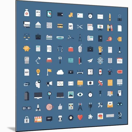 Business and Finance Flat Icons Big Set-bloomua-Mounted Art Print