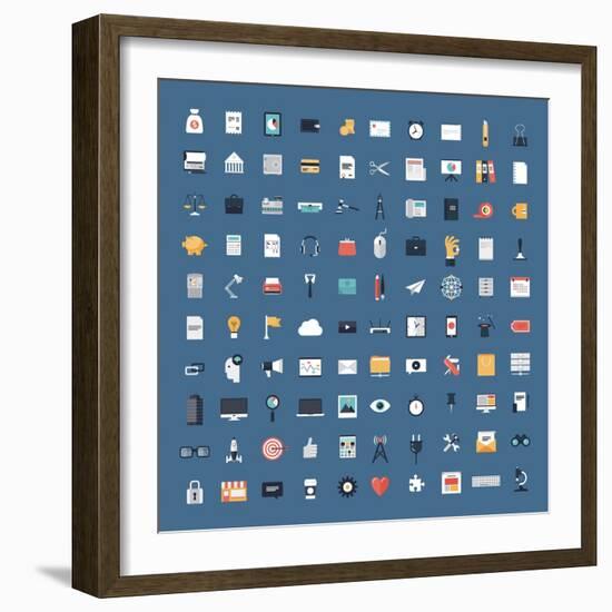 Business and Finance Flat Icons Big Set-bloomua-Framed Art Print