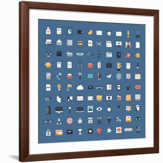 Business and Finance Flat Icons Big Set-bloomua-Framed Art Print