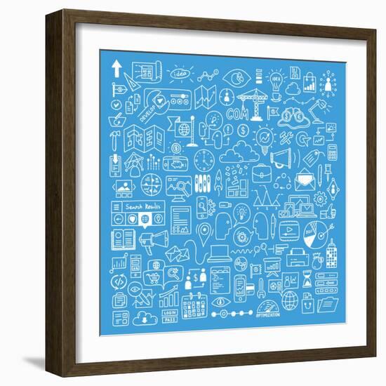 Business and Website Development Doodles Elements-bloomua-Framed Art Print