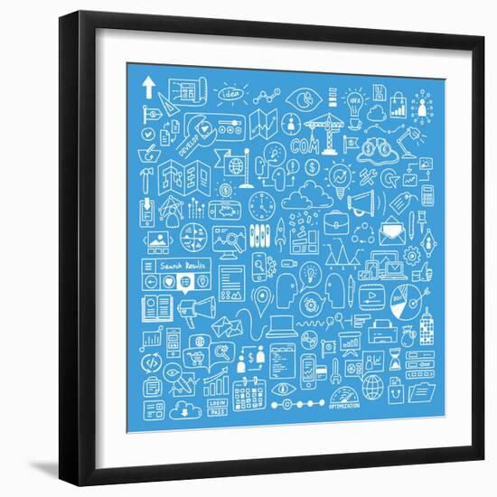 Business and Website Development Doodles Elements-bloomua-Framed Art Print